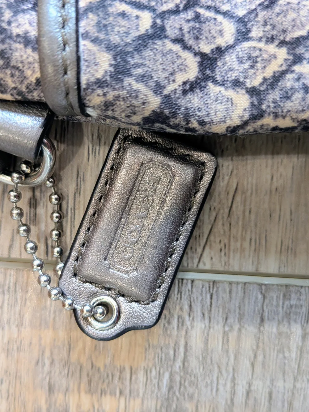 Vintage Coach Snake-Print Grey Wristlet